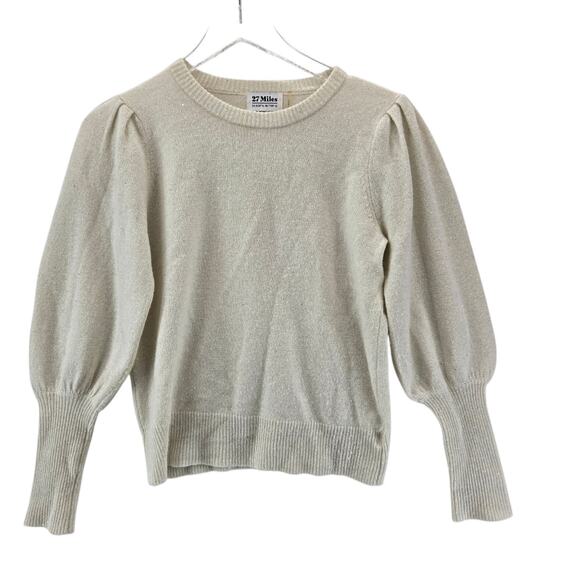 27 Miles Sweater Womens XS Ivory Wool Cashmere Sparkle Glitter Sequins Designer